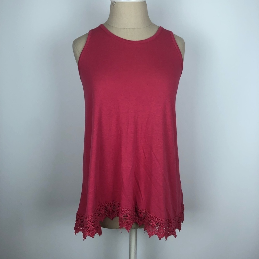 Abound Pink Tank Top with Lace Bottom XS